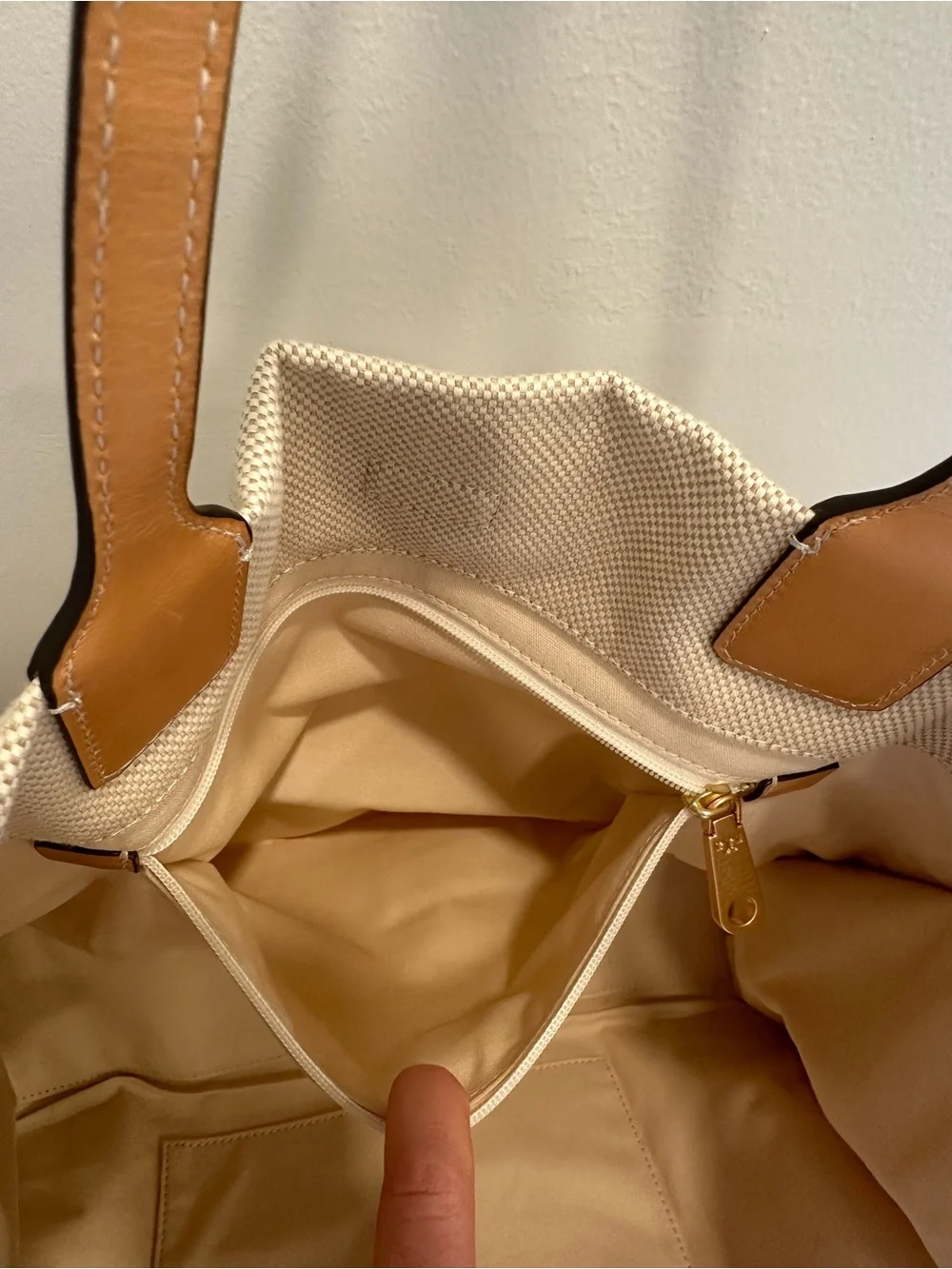 Tory Burch Ella Canvas Tote with Tan Leather Trim